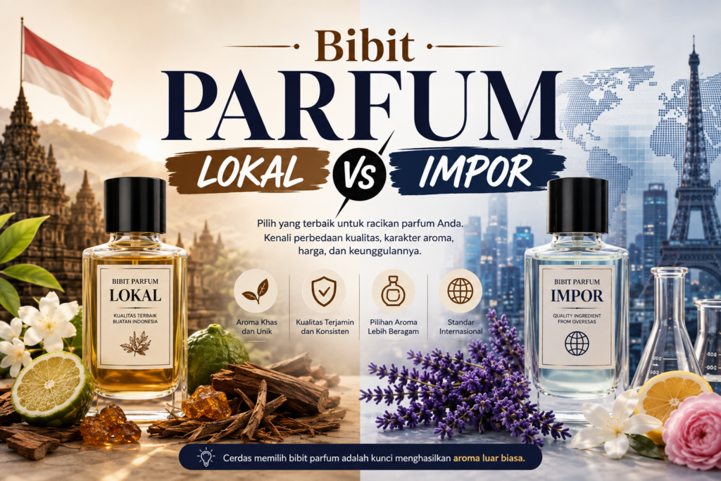 perbandingan bibit parfum lokal dan impor untuk produk premium
